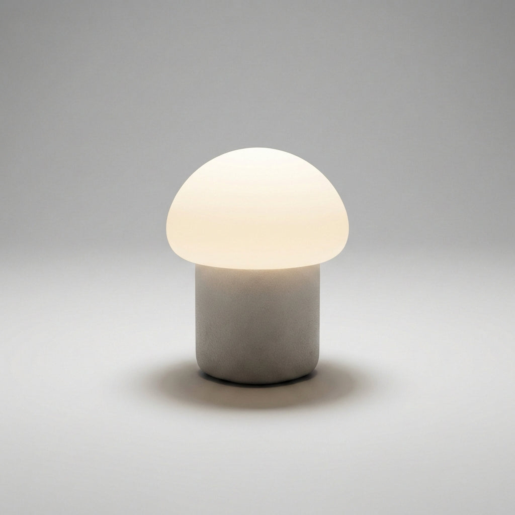 Mushino LED table lamp: a sleek, compact mushroom design, perfect for modern minimalist interiors.