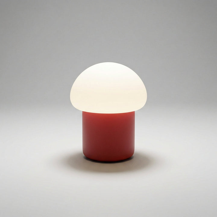 Mushino LED mushroom lamp illuminating a cozy reading nook, perfect for ambient home lighting.