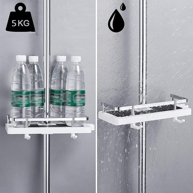EasyOrganize compact no-drill shower caddy. Wall mount bath organizer for space-saving storage.