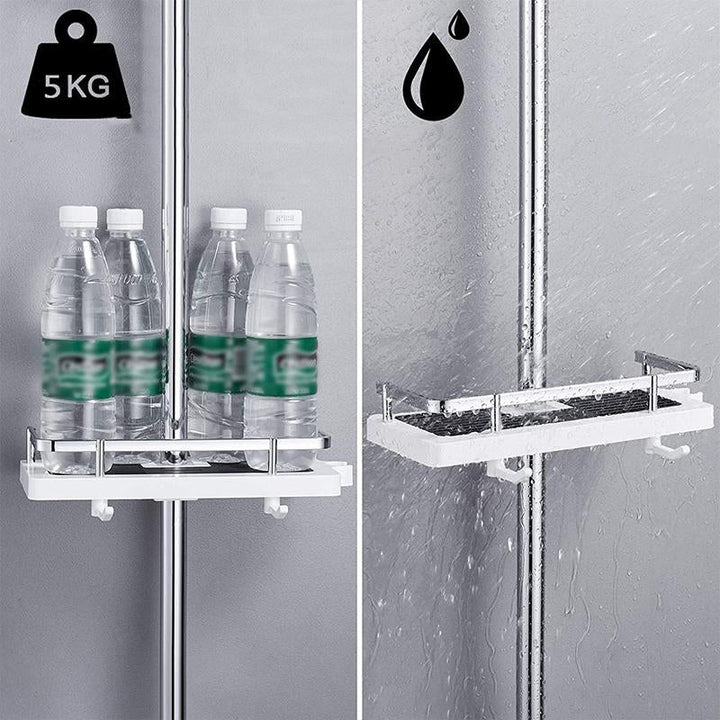 EasyOrganize compact no-drill shower caddy. Wall mount bath organizer for space-saving storage.