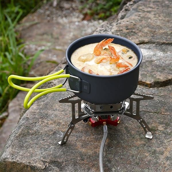 SummitFlame compact gas burner. Durable stainless steel & aluminum alloy for hiking & camping.