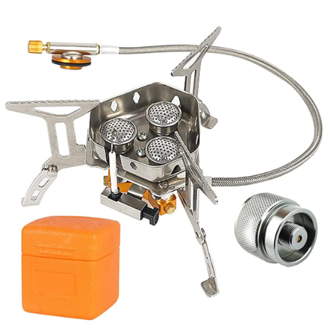 Hiking gas burner, ultralight & compact. Essential outdoor cooking stove for serious campers.