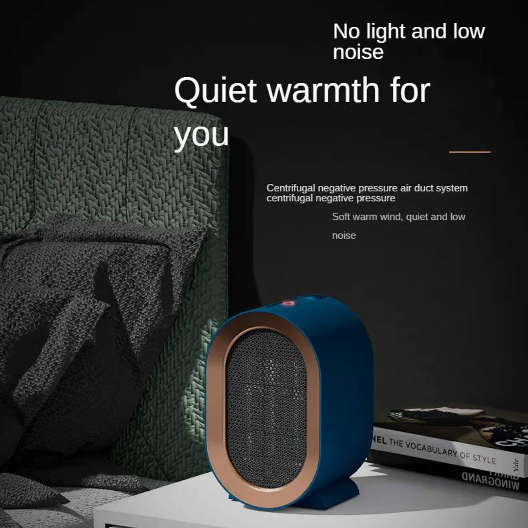 Modern portable electric heater for energy-efficient home heating. Quiet ceramic space warmer.