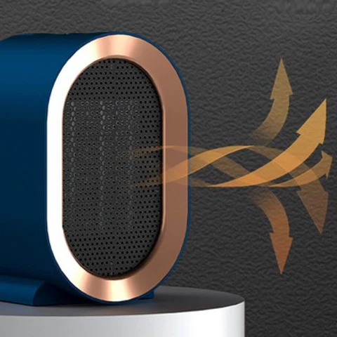 Safe & efficient portable electric heater, ideal for quick personal warmth in small spaces.