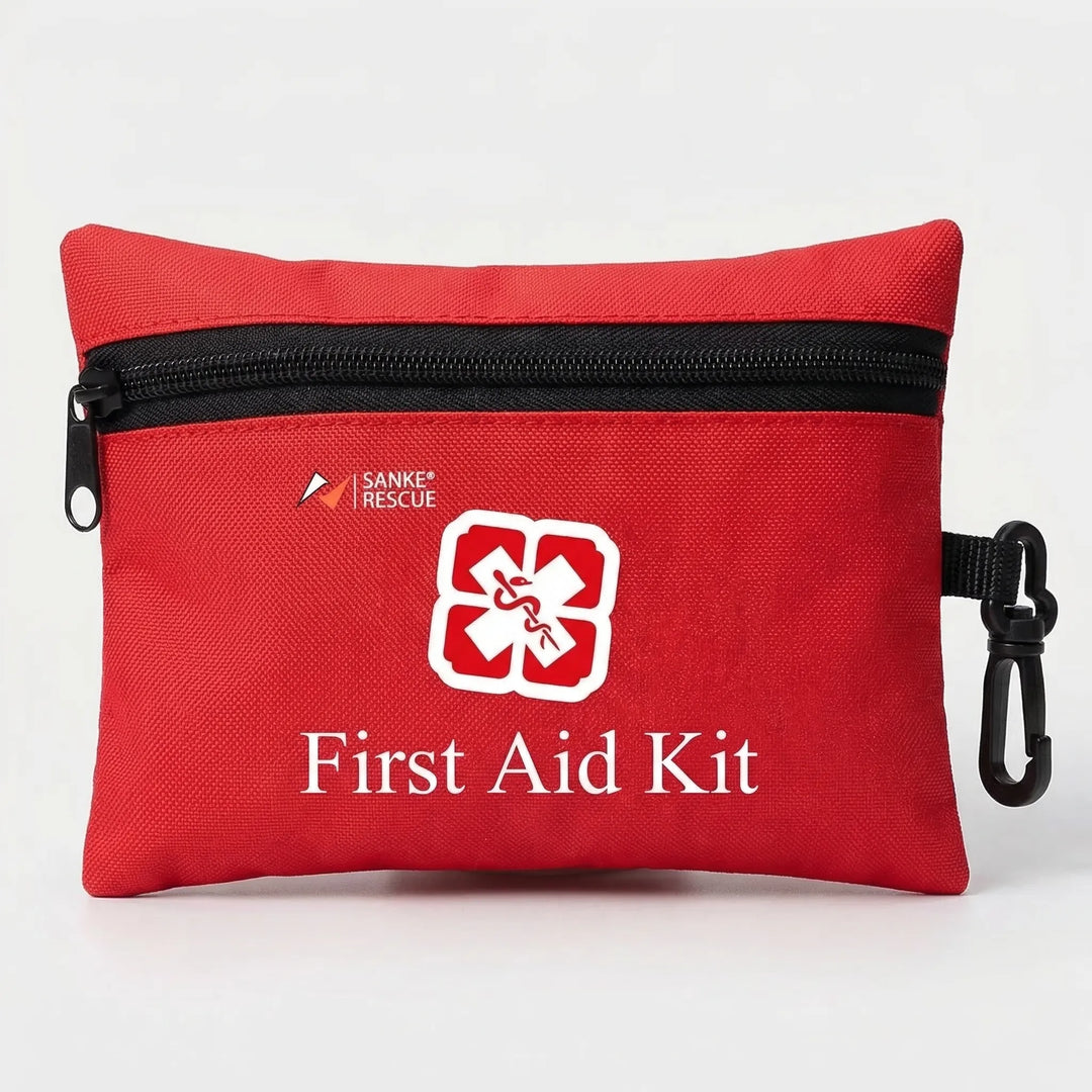 Emergency first aid survival kit for outdoor, travel, hiking, and camping. Essential portable medical supplies.