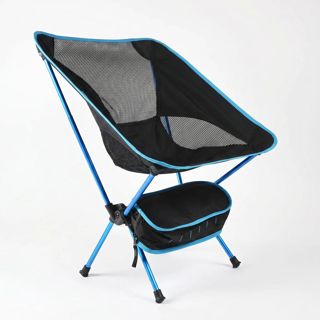 Unisex portable folding chair, ideal for beach trips, camping, and travel. Easy setup.
