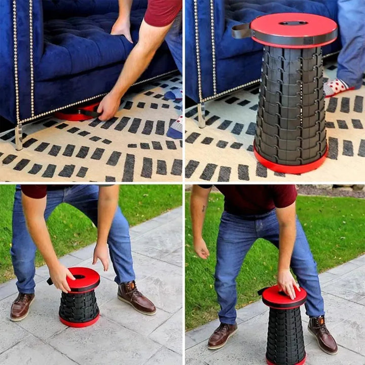 Lightweight portable folding stool for fishing, sports, & sidelines. Collapsible & easy to store.