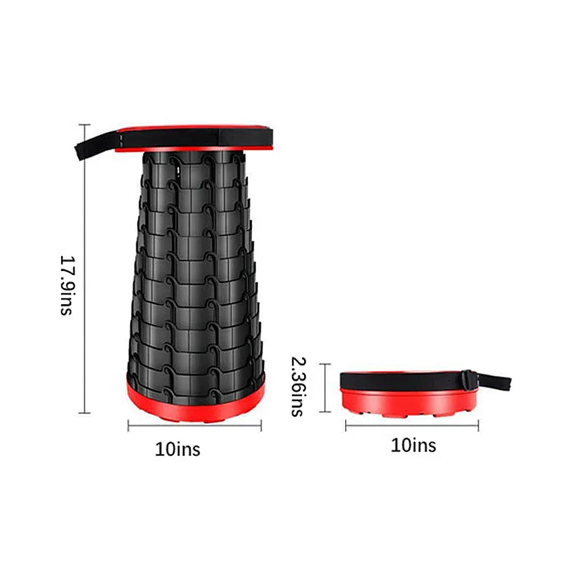 Ultra-compact portable folding stool for travel & on-the-go seating. Lightweight, durable, & fits anywhere.