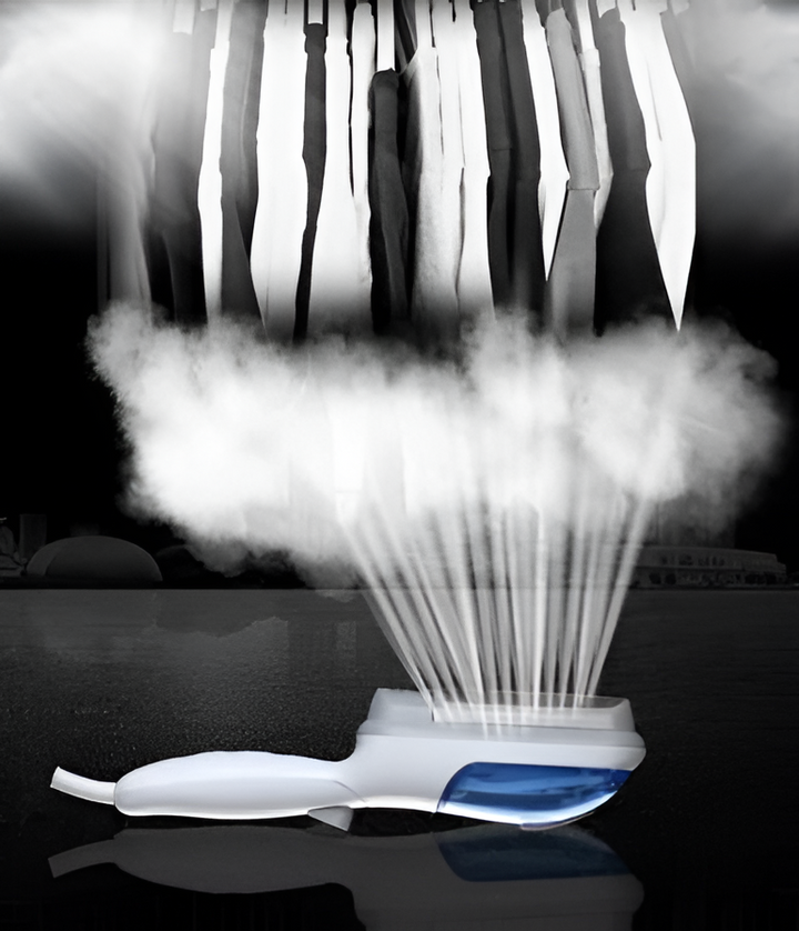 Handheld garment steamer for wrinkle-free clothes. Fast heat and powerful steam for quick fabric refreshing.