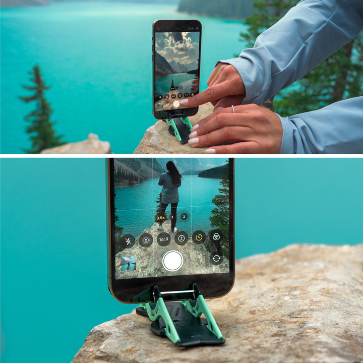 Portable vlogging tripod for phones, designed for aspiring content creators & travelers.