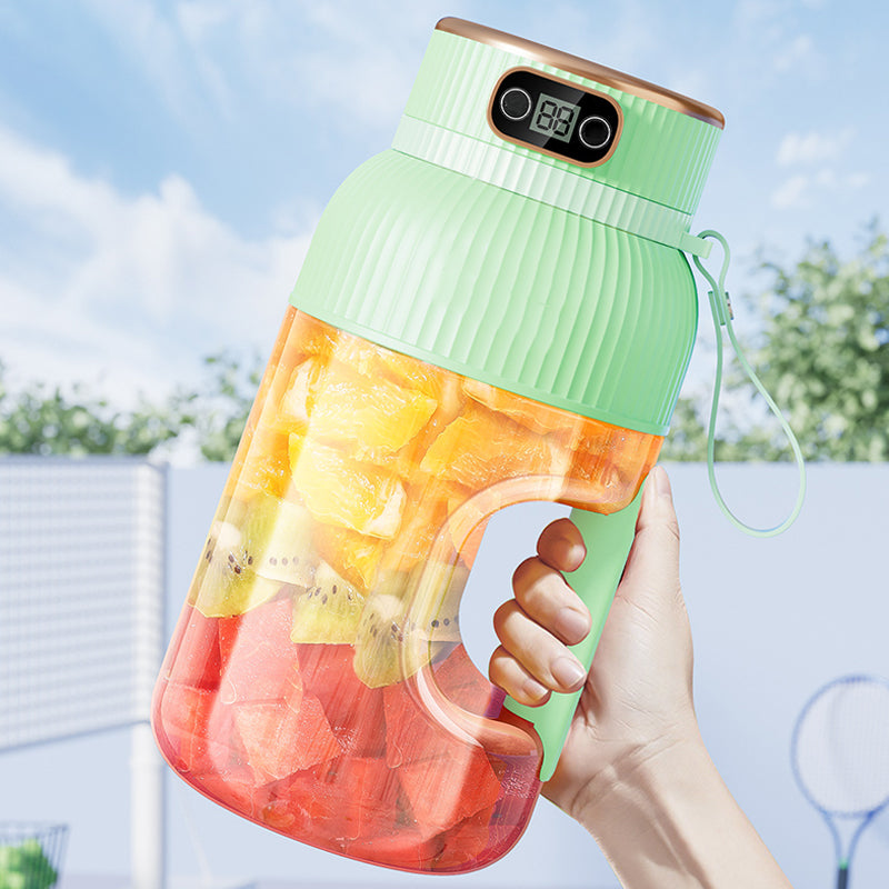Compact portable rechargeable blender for fresh smoothies & shakes on the go. USB-C powered personal juice maker.