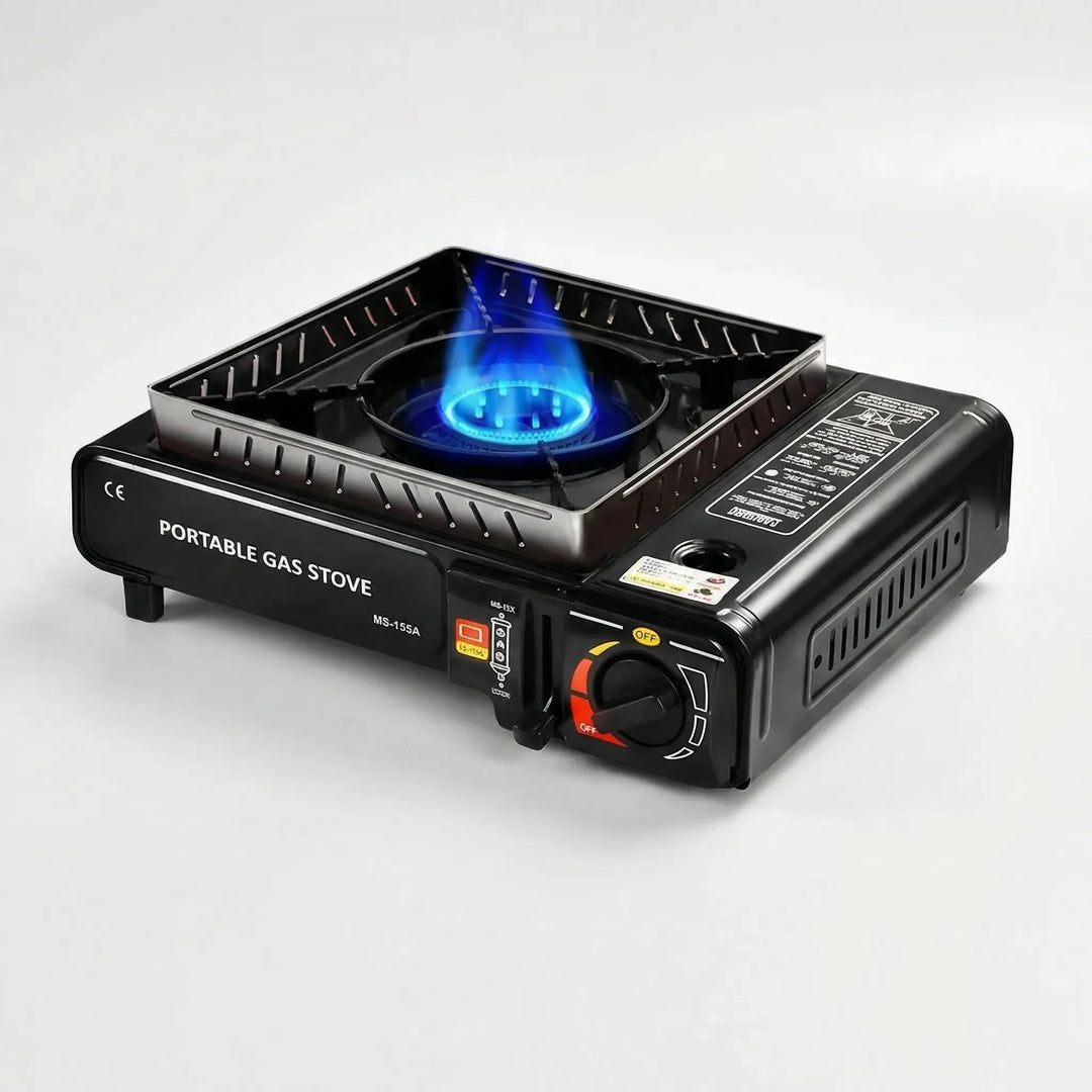 Reliable compact single-burner gas stove, essential gear for camping, backpacking, and emergency use.