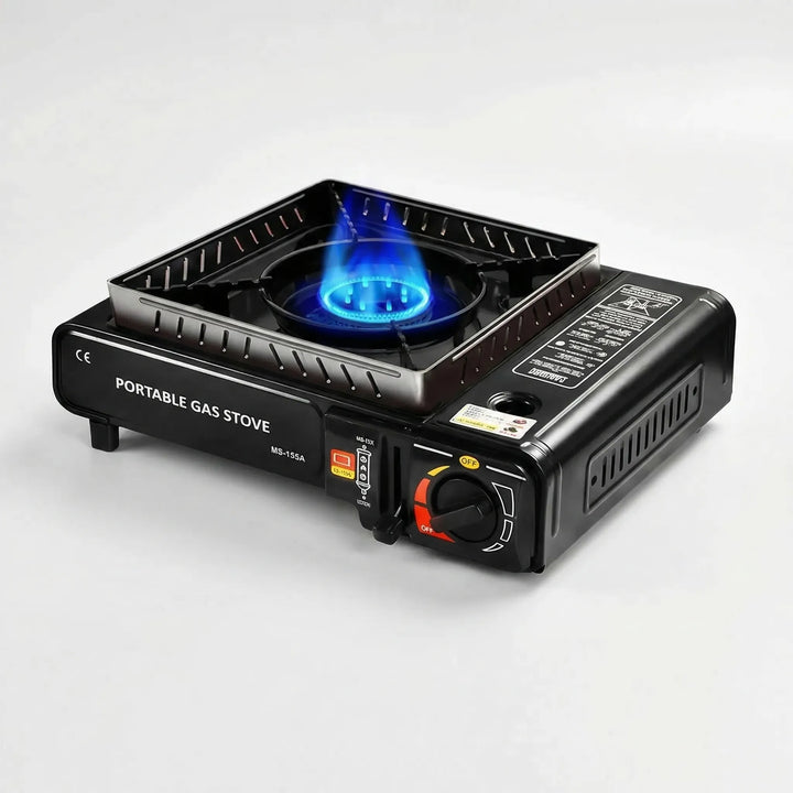 Reliable compact single-burner gas stove, essential gear for camping, backpacking, and emergency use.