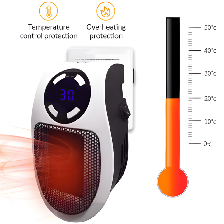 Ultra-compact personal space heater, perfect for small spaces. Quiet electric mini heater, great for home & office.