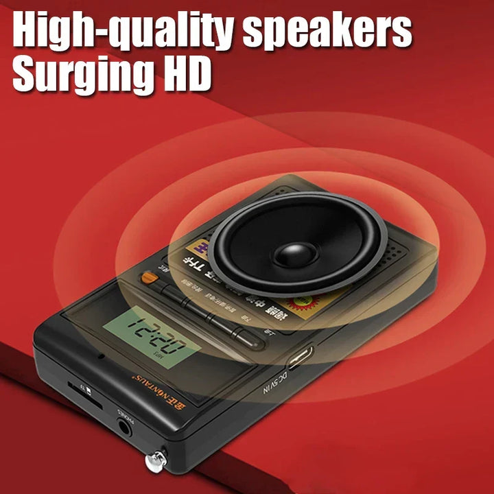SoundPocket Mini full band radio, a compact portable AM/FM/SW receiver with Bluetooth and MP3 playback.