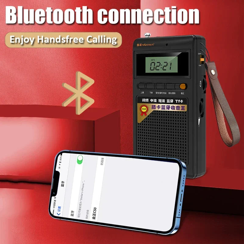 Sleek, compact SoundPocket Mini portable radio, easy-to-use Bluetooth speaker & MP3 player for all your music.