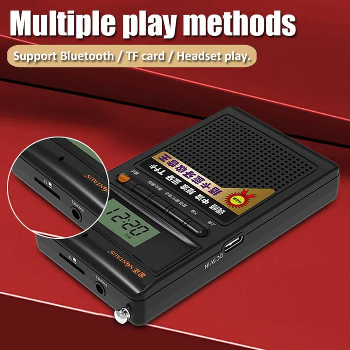 Versatile SoundPocket Mini: portable Bluetooth radio, MP3 player, and full band AM/FM/SW receiver for travel.
