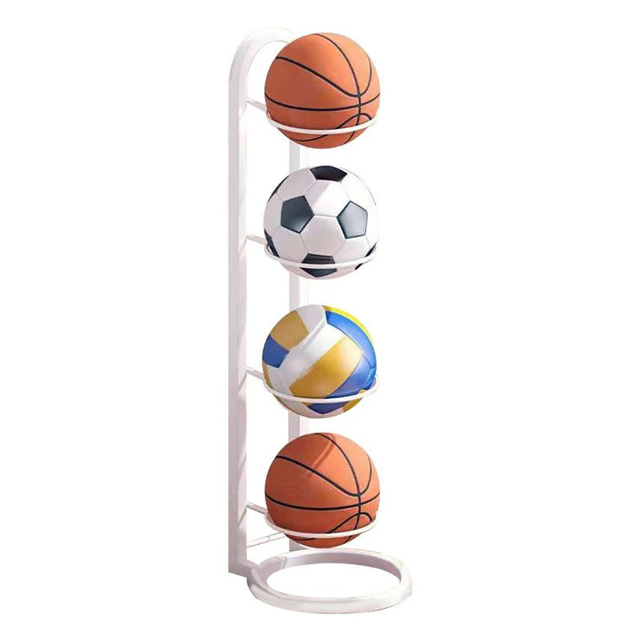 Easy-access sports ball holder & garage organizer for basketball, soccer, & volleyball. Keeps space tidy.