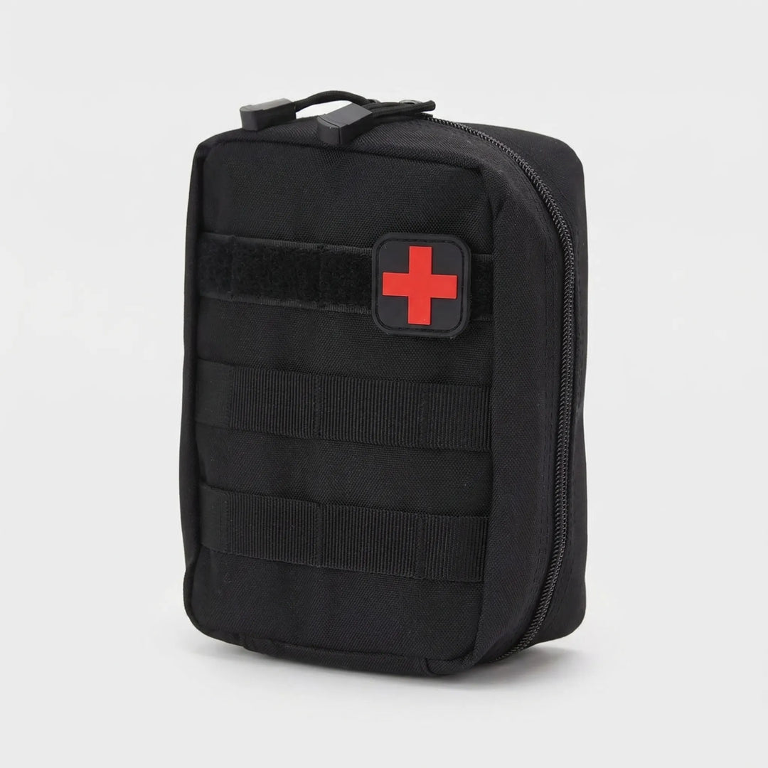 Unisex compact tactical first aid pouch. Essential emergency kit & survival gear for hiking, travel, and outdoor use.