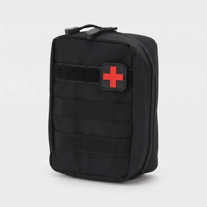 Unisex compact tactical first aid pouch. Essential emergency kit & survival gear for hiking, travel, and outdoor use.