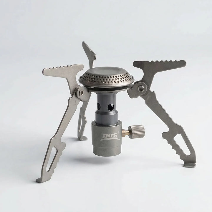 Ultralight outdoor camping stove. Compact pocket gas burner, perfect for portable cooking and backpacking adventures.