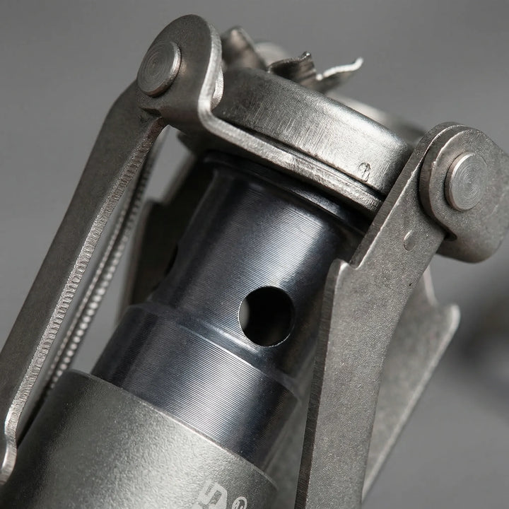 Portable backpacking gas stove. Compact, ultralight design for efficient outdoor cooking on hikes and camping trips.