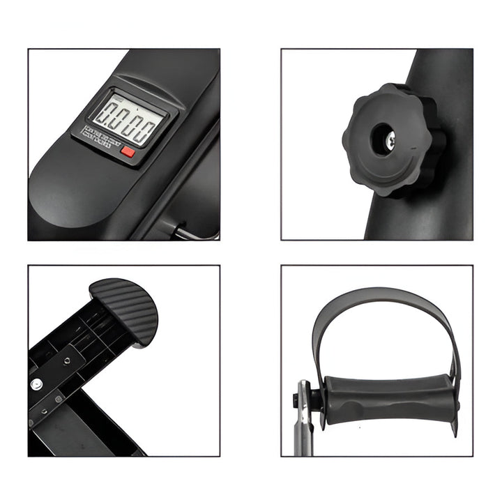 Unisex desk pedal exerciser for low-impact home fitness & rehabilitation. Features LCD display & easy portability.