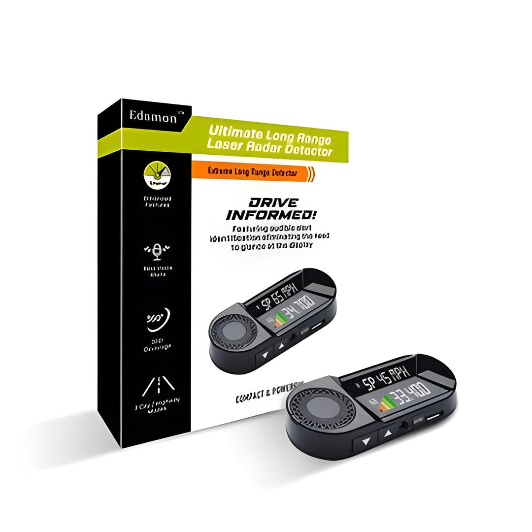 Compact unisex smart radar detector for bikes & EVs, providing advanced laser alerts for road safety & speed trap avoidance.