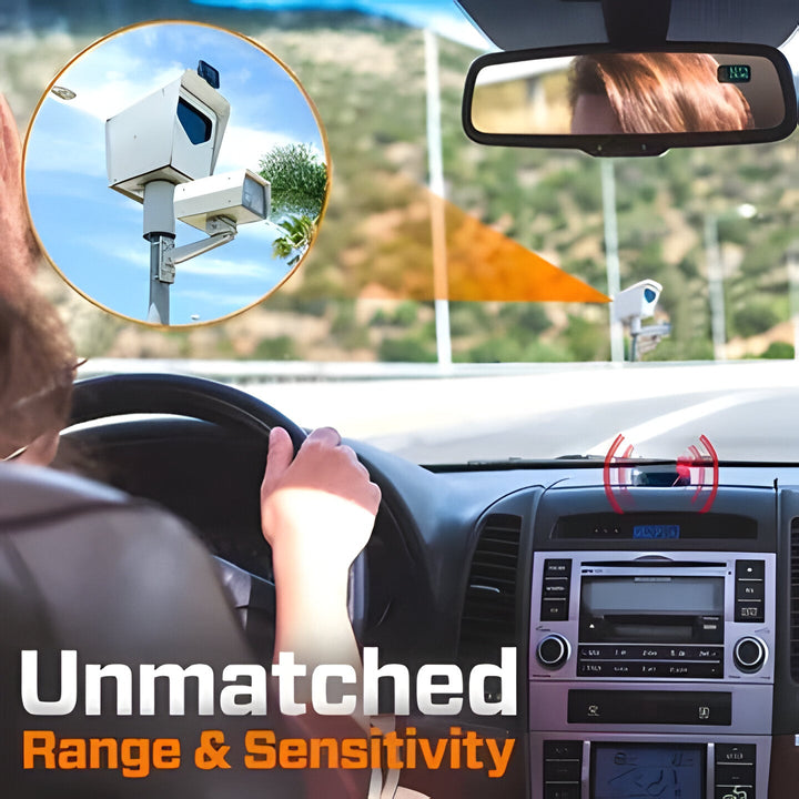Smart radar & laser warning system for bikes, ebikes & EVs; compact device for proactive speed trap detection & road safety.