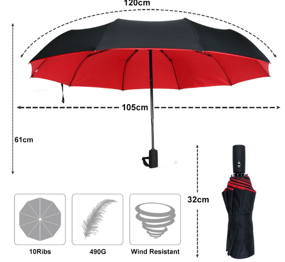 Reliable windproof travel umbrella. Compact, durable, and automatic for superior rain and storm protection on the go.