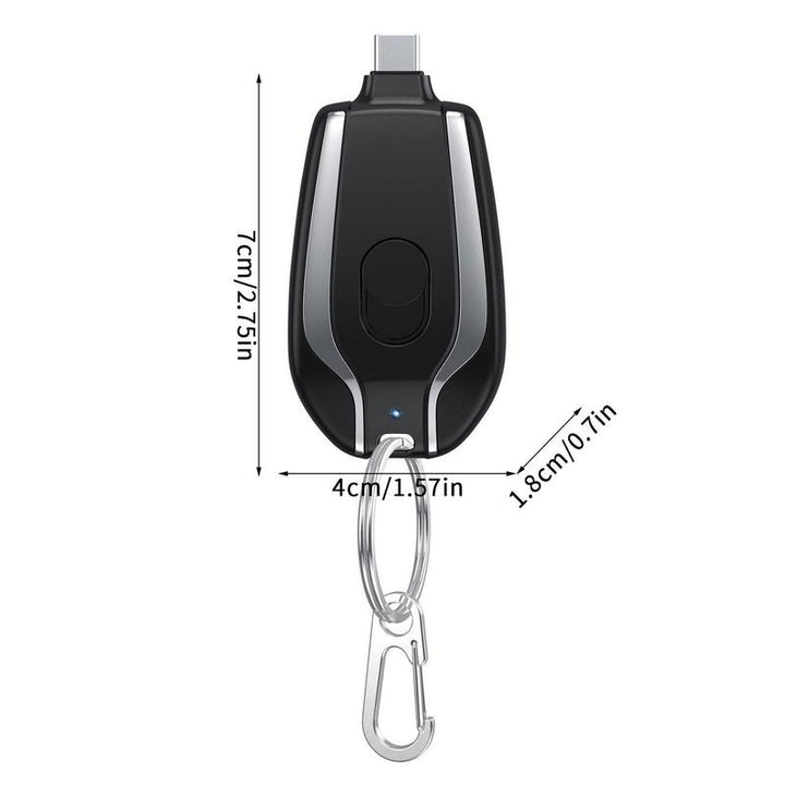 Ultra-compact portable phone charger. Universal power bank delivers fast charging for iPhone, USB-C devices.