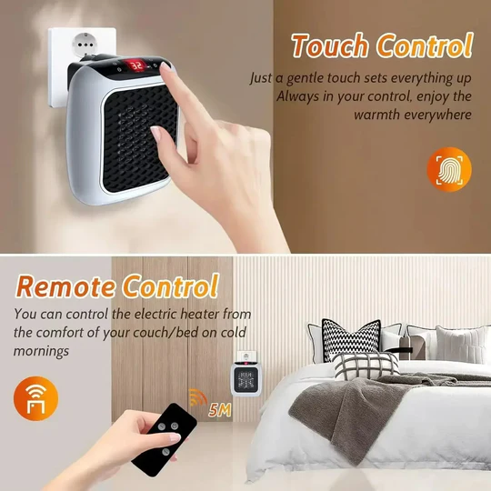 Compact electric wall heater provides fast, personal heating. Portable ceramic space heater for efficient room warmth.