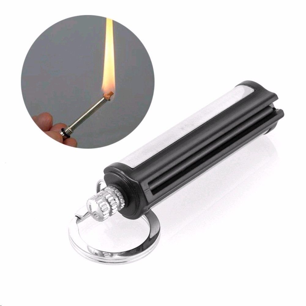 Compact waterproof fire starter keychain (2-pack) for survival, camping, outdoor, and emergency bushcraft gear.