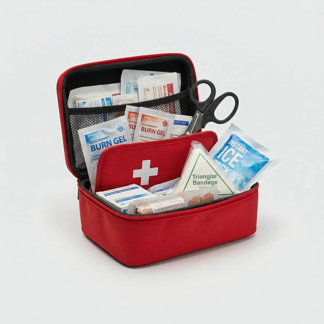 Durable waterproof first aid kit, ideal for outdoor emergencies. Portable survival medical supplies for hiking & camping.