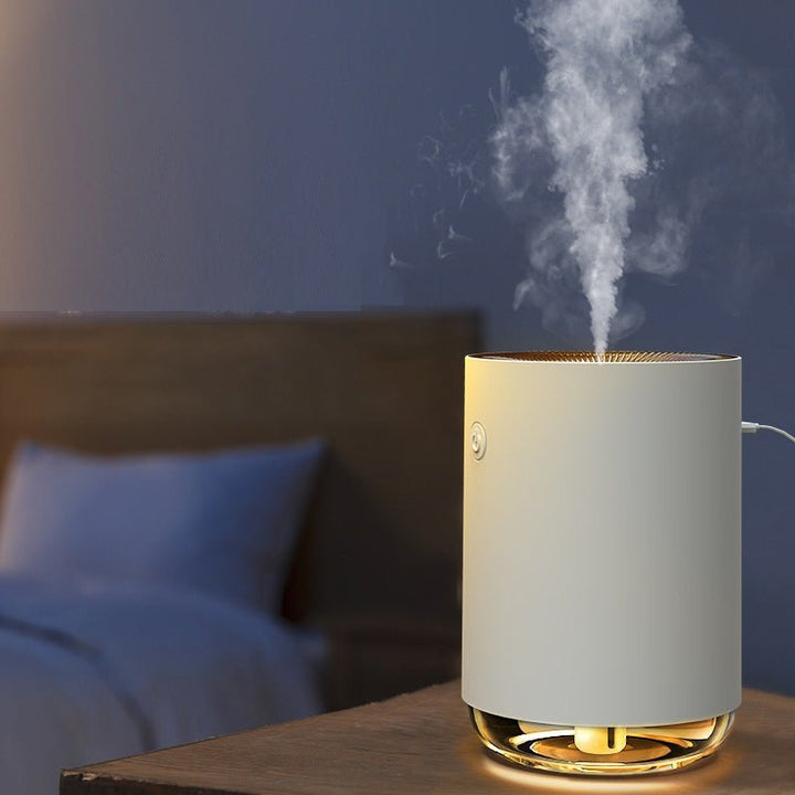 Portable desktop humidifier lamp. Compact design provides moisture for personal wellness in any office or home.