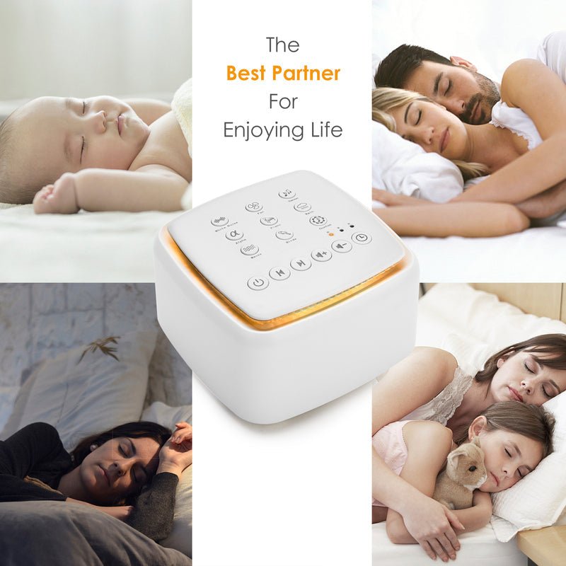 White noise machine for adults & babies, promoting deep sleep & relaxation with soothing sounds. Stress relief device.