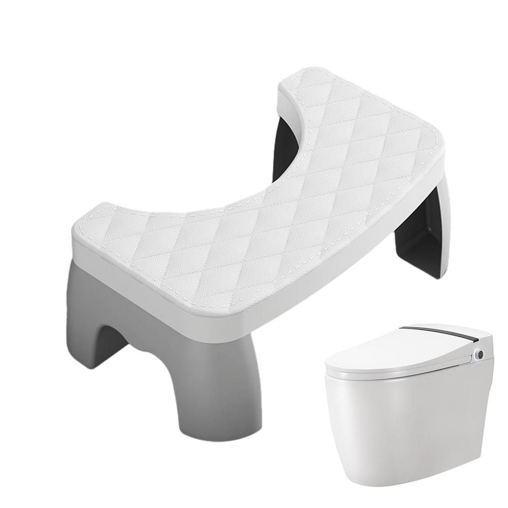 Compact gray non-slip toilet squat stool, a practical bathroom accessory for ergonomic support & enhanced comfort.