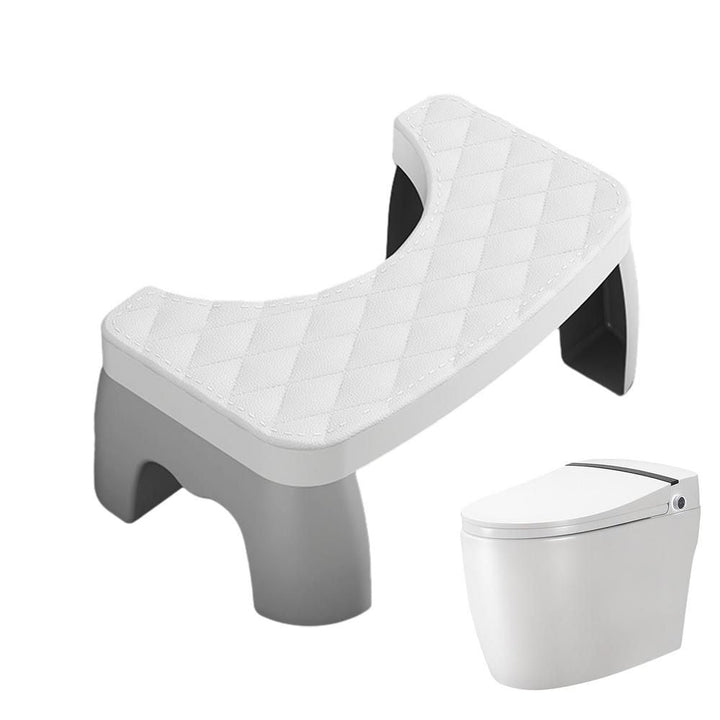 Compact gray non-slip toilet squat stool, a practical bathroom accessory for ergonomic support & enhanced comfort.