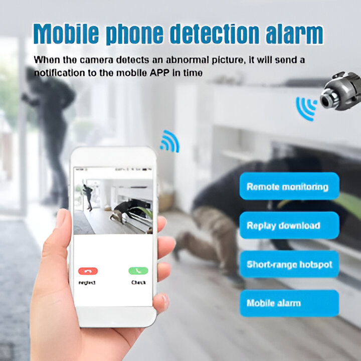 1080p HD WiFi security camera, indoor, with night vision & motion detection for comprehensive home monitoring.