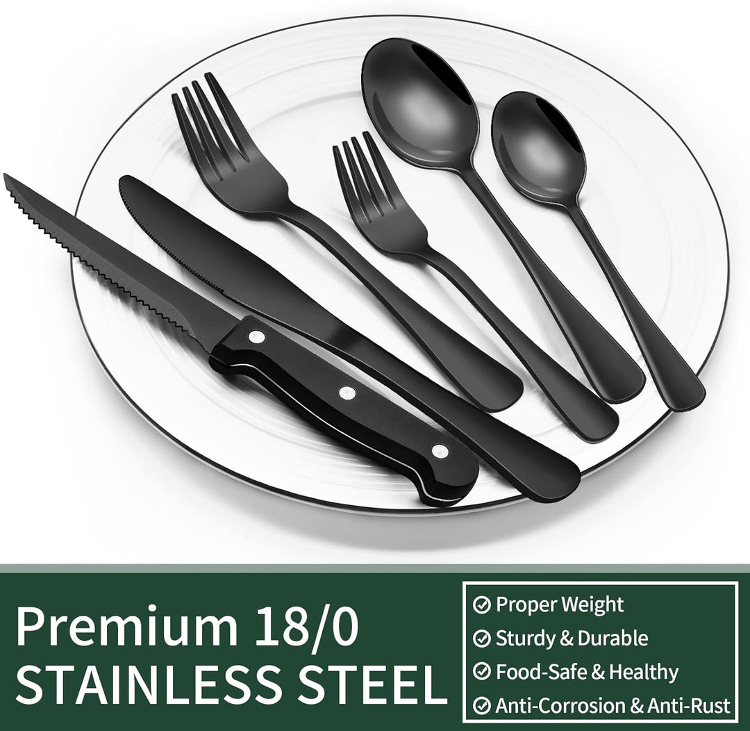 Luxury black stainless steel cutlery, a stylish addition to any dinnerware