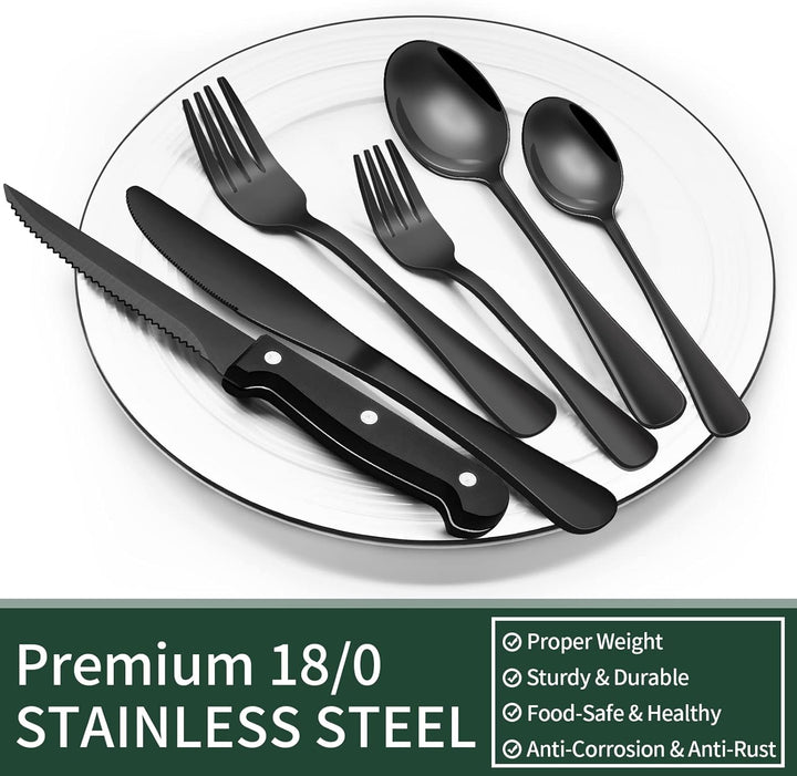 Luxury black stainless steel cutlery, a stylish addition to any dinnerware