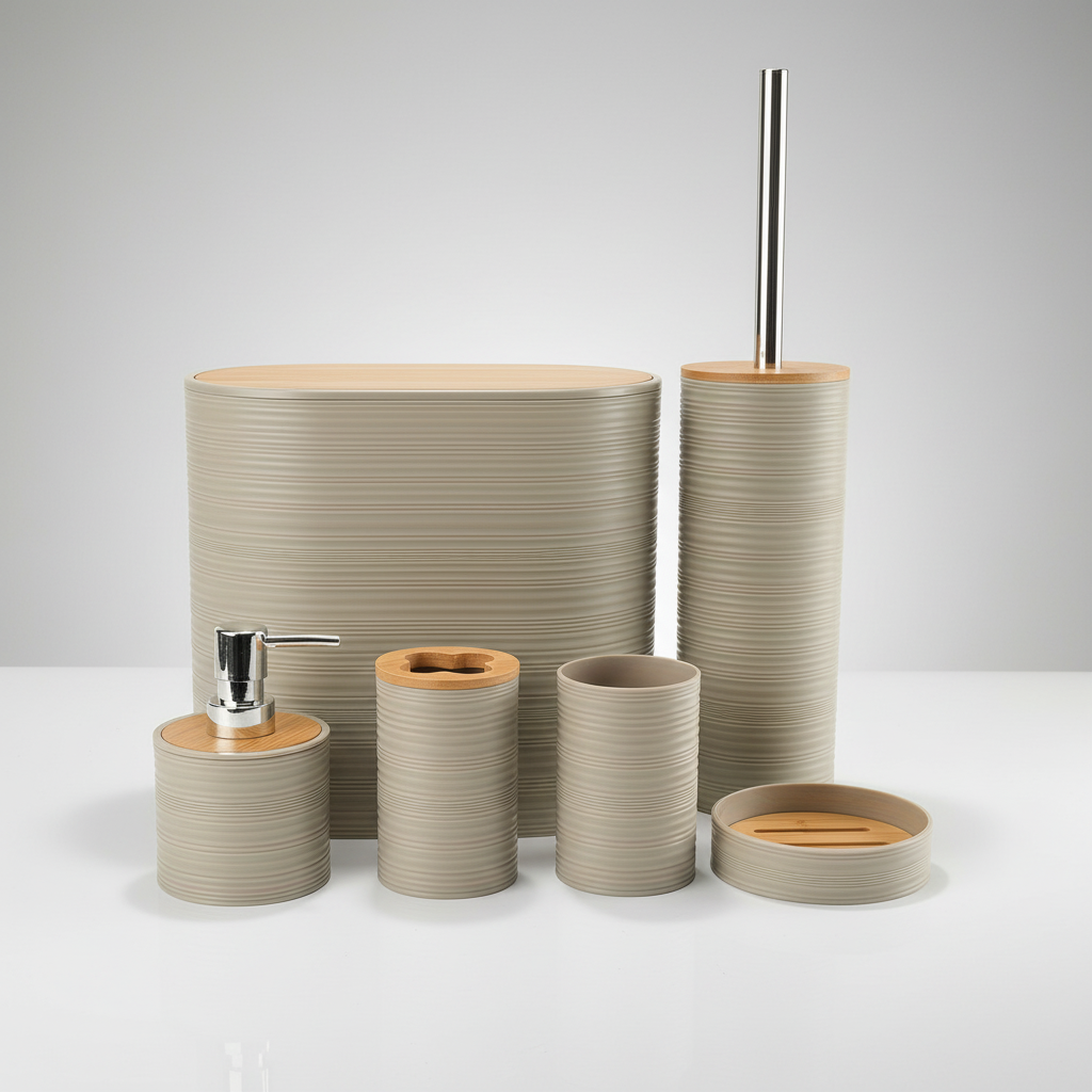 Bamborao 6-piece bathroom vanity set including soap dispenser & toothbrush holder