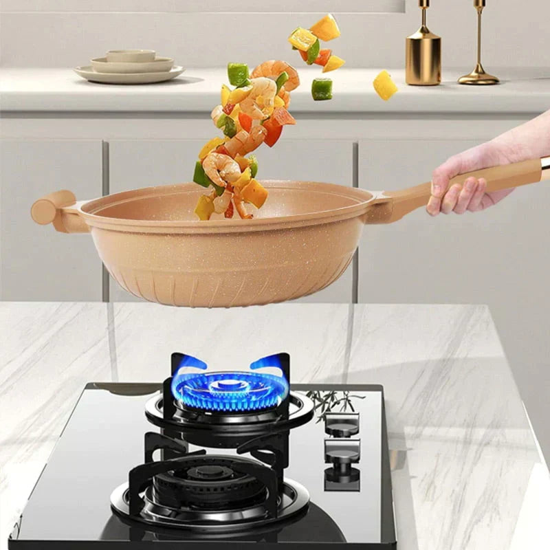 Multifunctional CookFlex non-stick wok pan, ideal for stir-frying, steaming, and everyday home cooking.