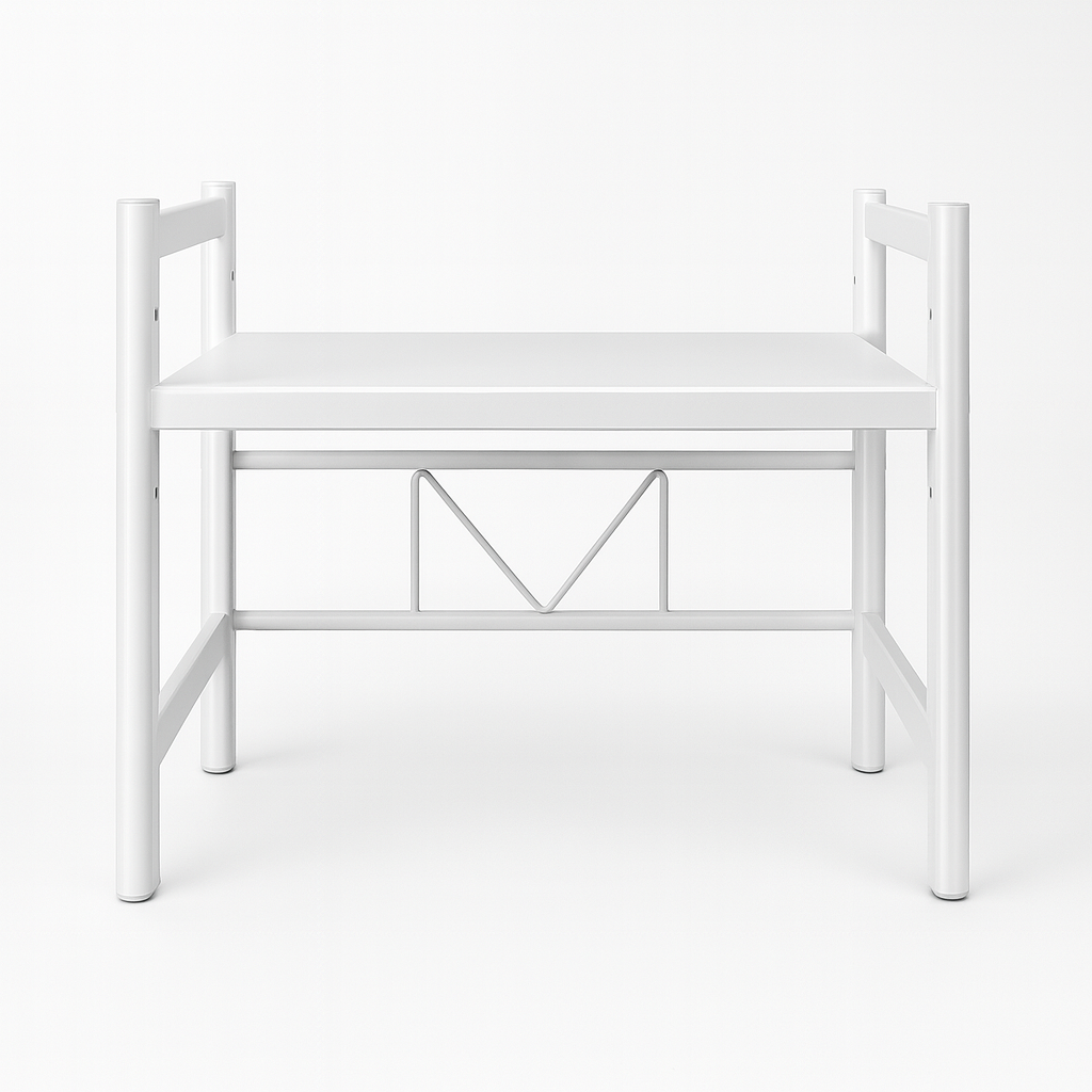 Space-saving CookRack kitchen organizer with microwave shelf and condiment rack on a clean countertop