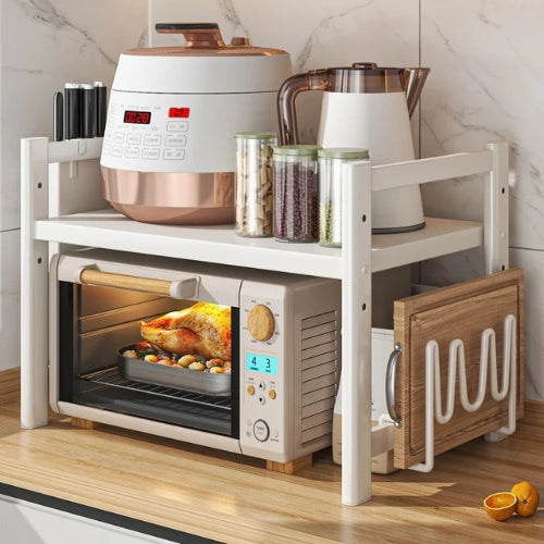 CookRack kitchen microwave shelf, a durable rust-resistant organizer for effective home kitchen storage