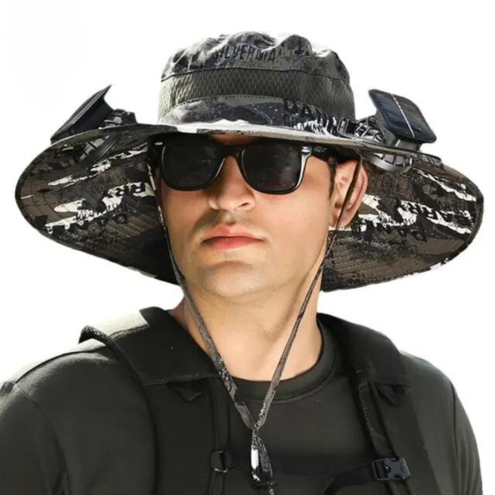 CoolBreeze Solar Hat, essential summer gear, with an efficient solar fan for staying cool outdoors