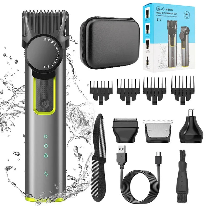 Cordless 4-in-1 Men's Grooming Kit - Waterproof Trimmer