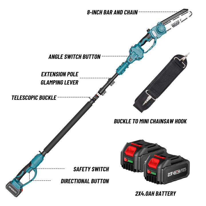 Powerful cordless electric chainsaw mode cutting a log, perfect for garden pruning and outdoor tree work.