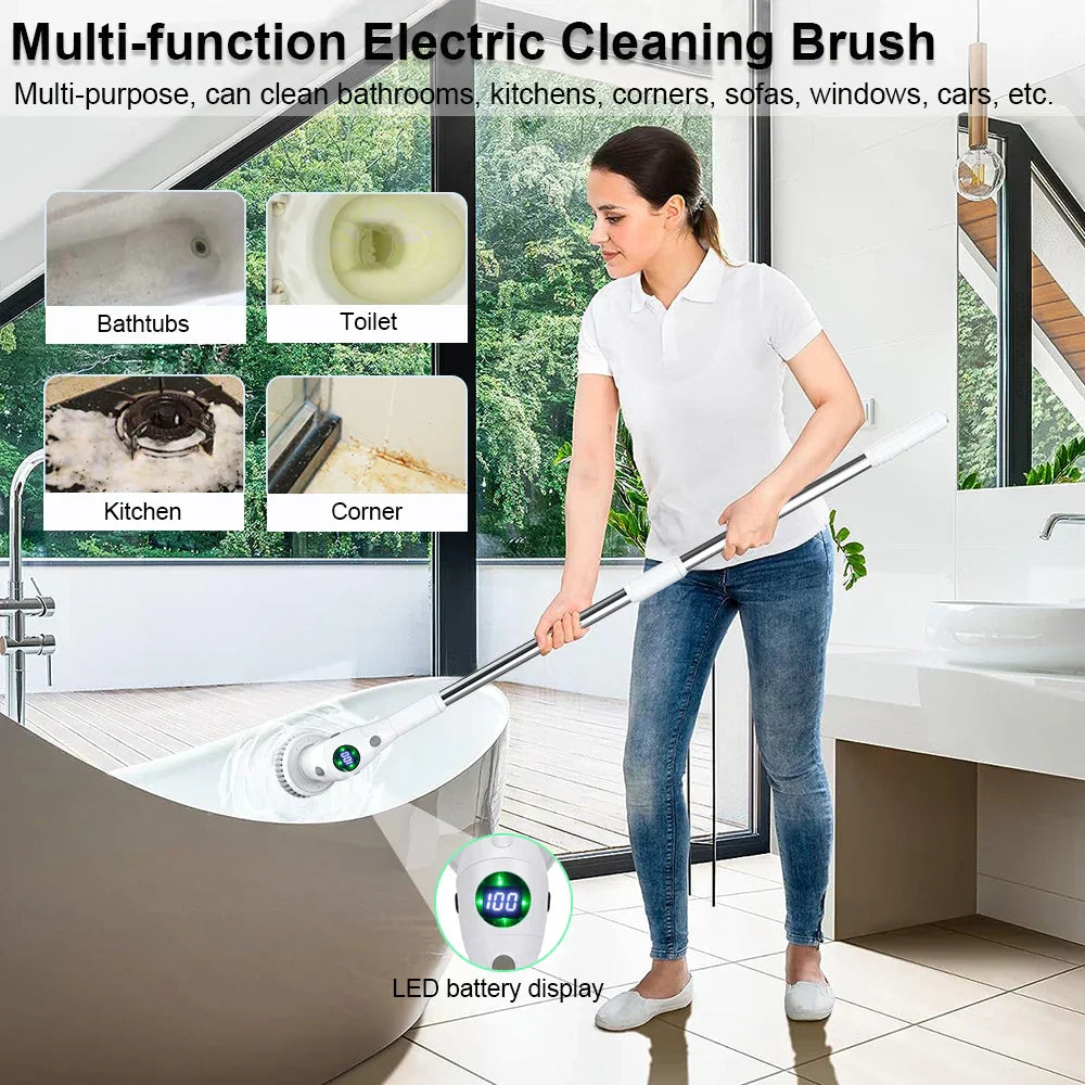 8-in-1 electric cleaning brush, cordless and handheld for easy maneuvers