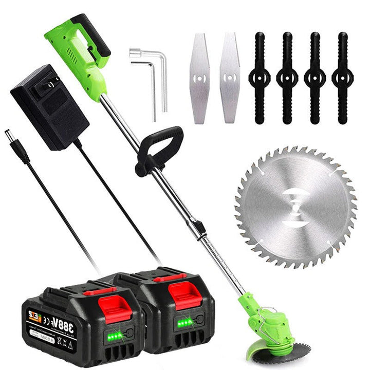 Cordless electric grass trimmer for effortless lawn care & weed eating.